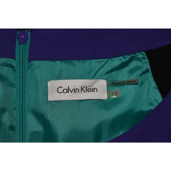 CALVIN KLEIN NEW $128 Sleeveless Colorblock‎ Sheath Dress Lined Size 12 - Picture 3 of 3